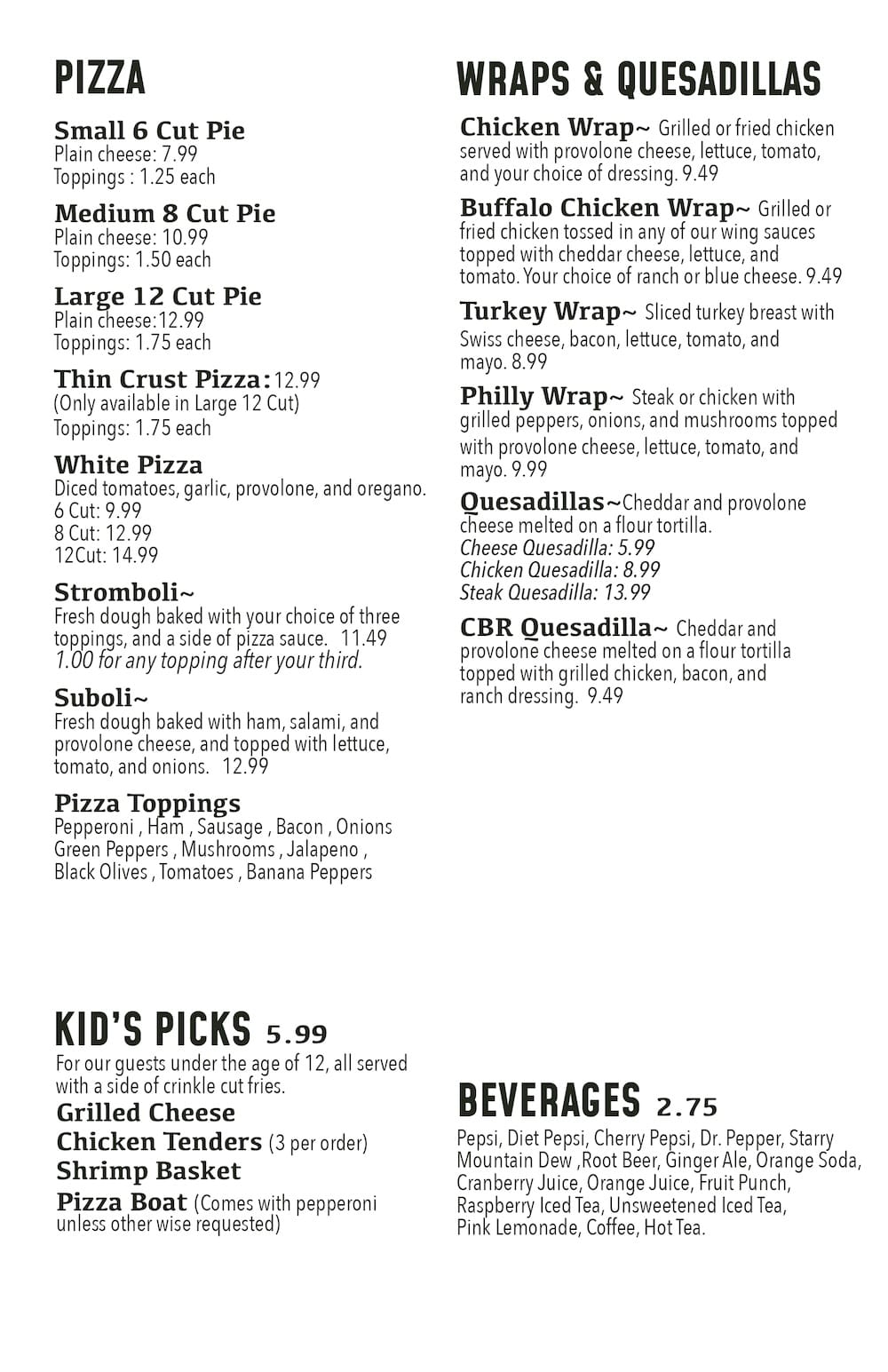 The Haven Menu - Johnstown, PA