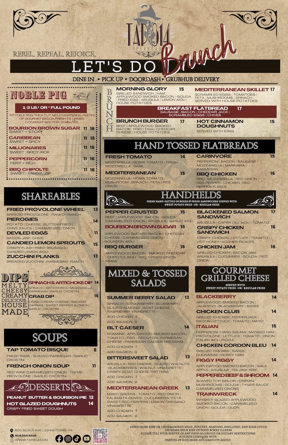 Tap 814 Brunch Menu