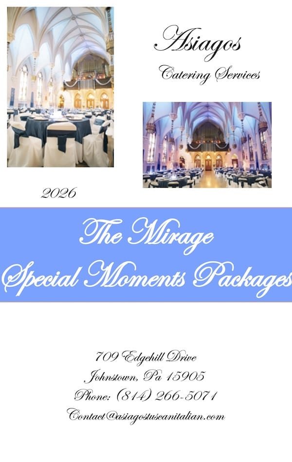 The Mirage at Asiagos Catering Booklet.